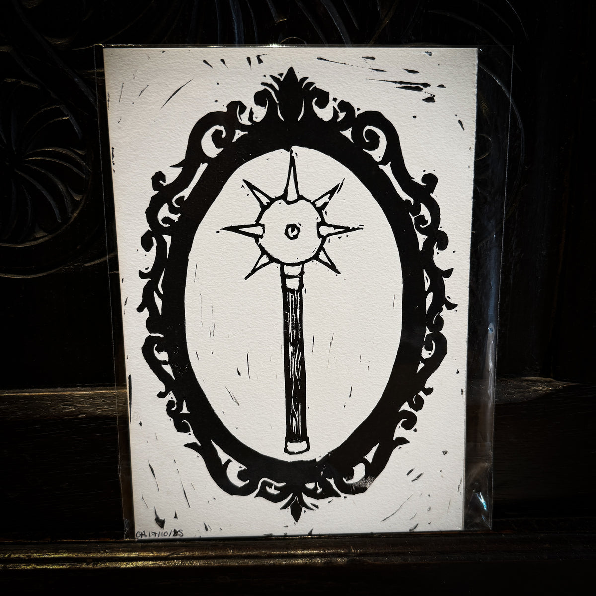 Mace Frame - Lino Print