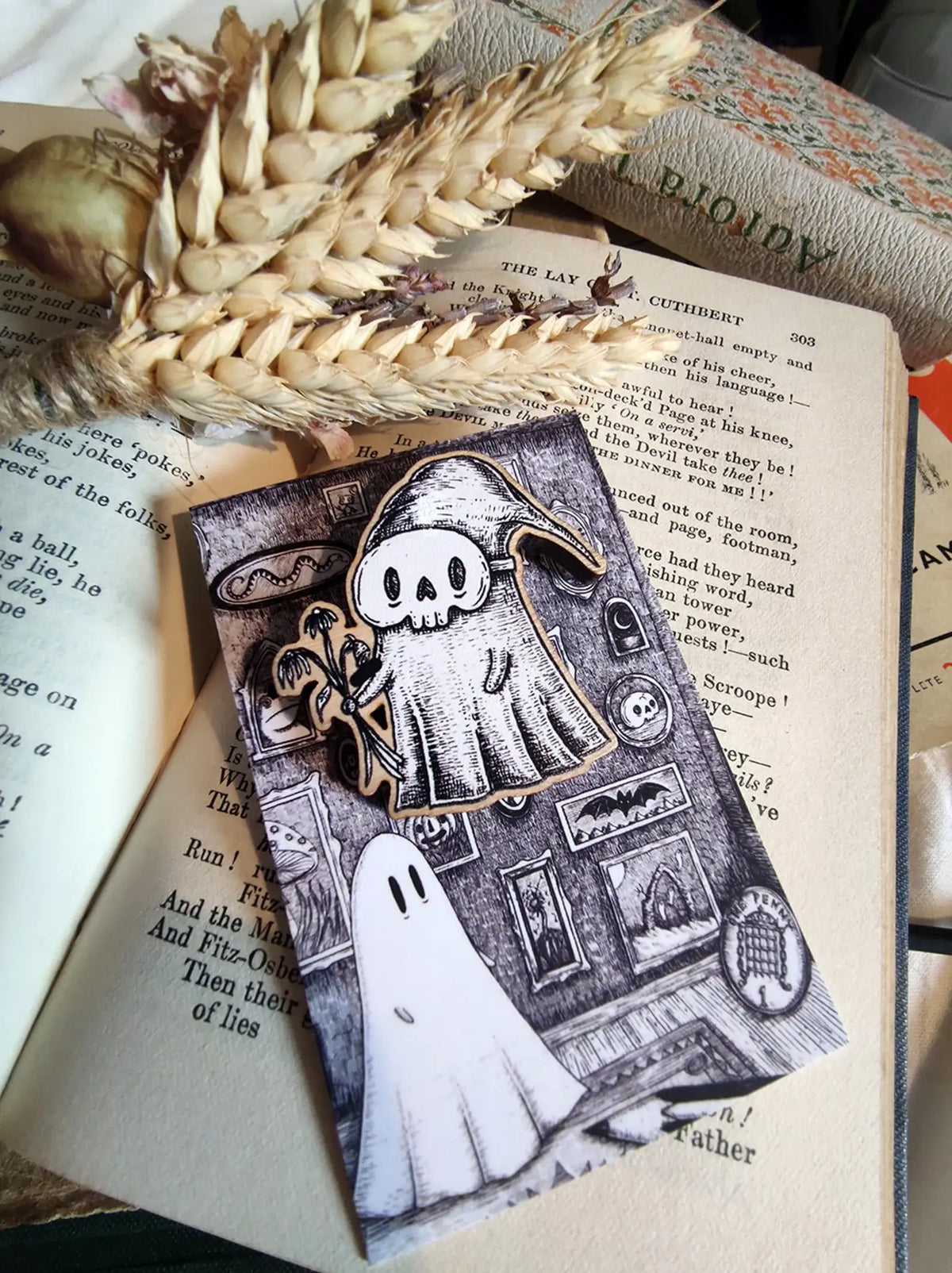 Skelly the Spooky Boyfriend Wooden Pin Badge
