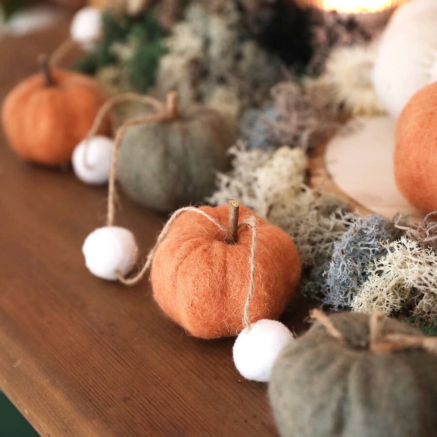 Green and Orange Pumpkin Felt Garland