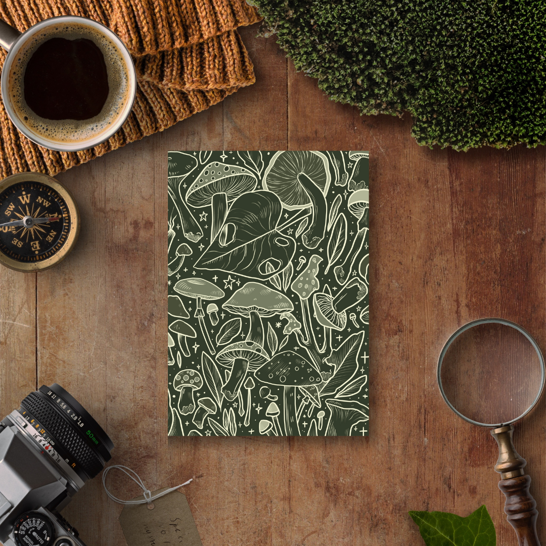 Green Shrooms, A5 Notebook