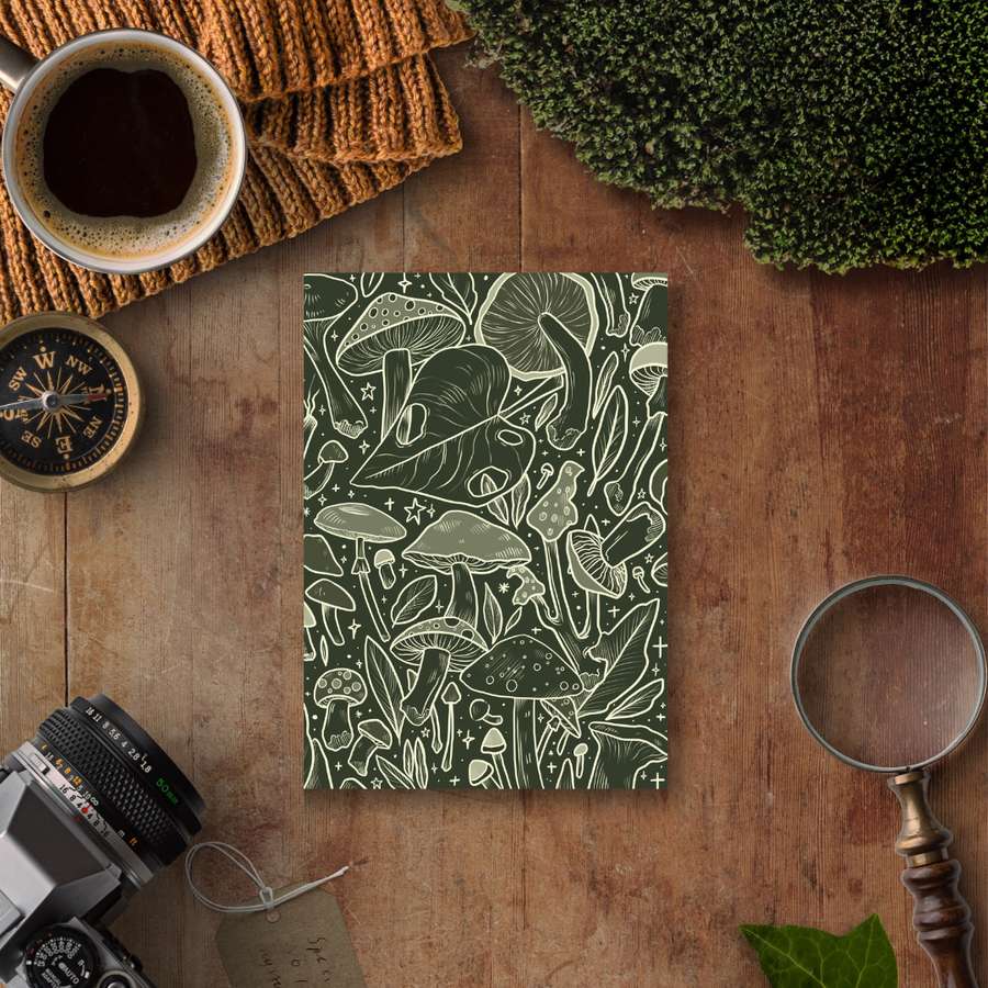 Green Shrooms, A5 Notebook