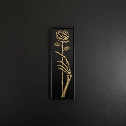 'Eternal Offering' Skeleton Hand Holding Rose Wall Plaque