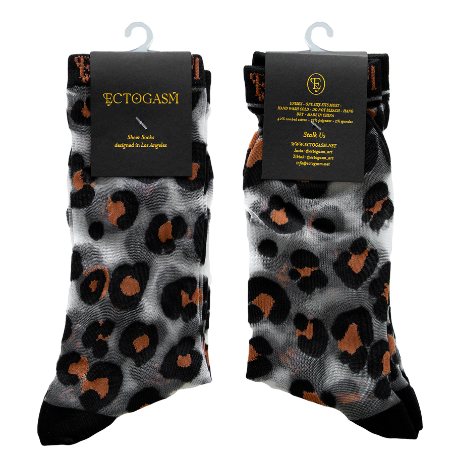 Sheer Leopard Print Socks