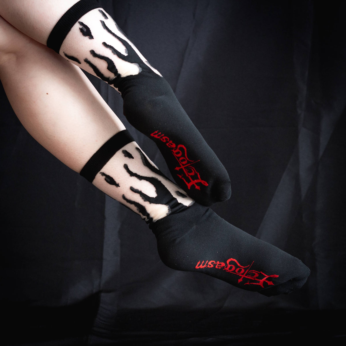 Sheer Flame Socks in Black for Punk Fashion
