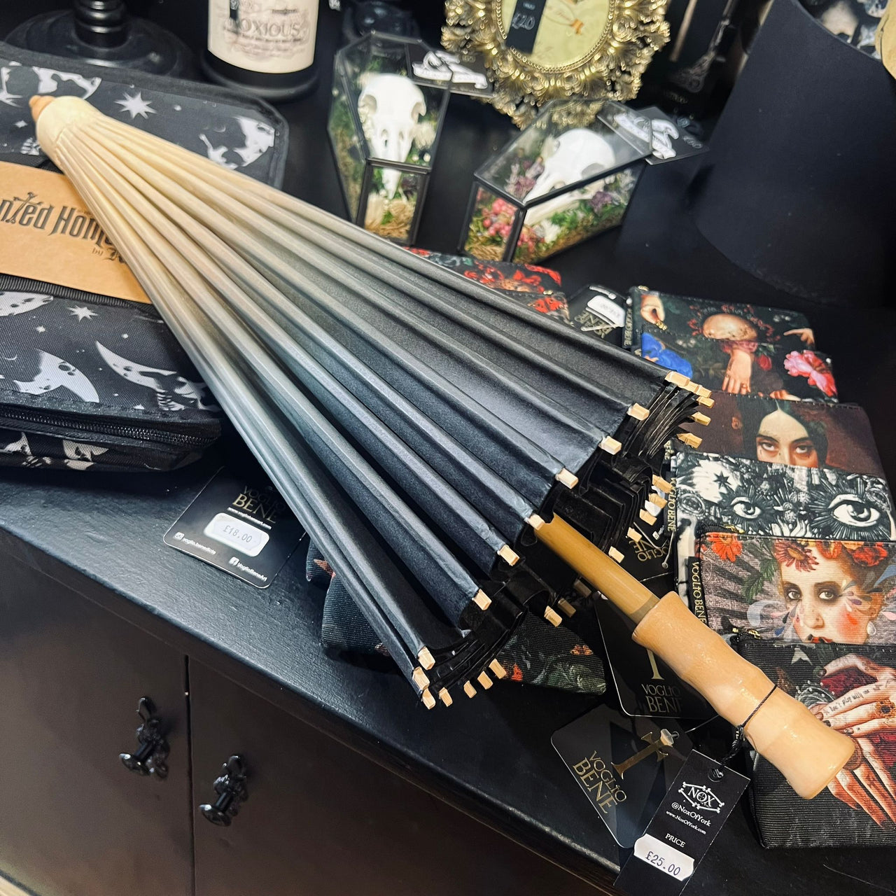 Handmade Oil Paper Bamboo Waterproof Sun Parasol+ Case