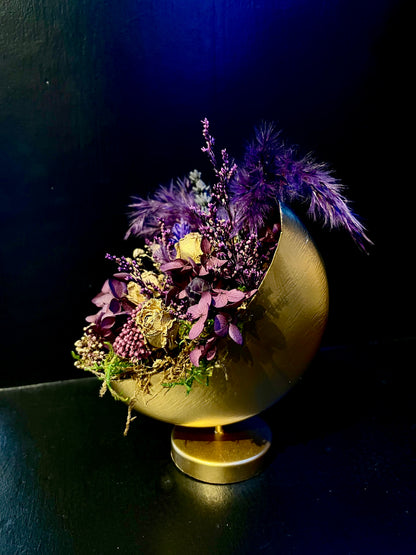 Purple Standing Gold Crescent Moon