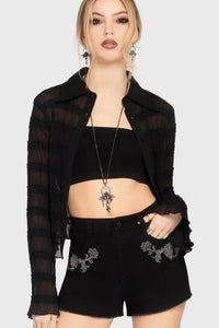 Thumbnail for Gaia Adorned Embroidered Shorts