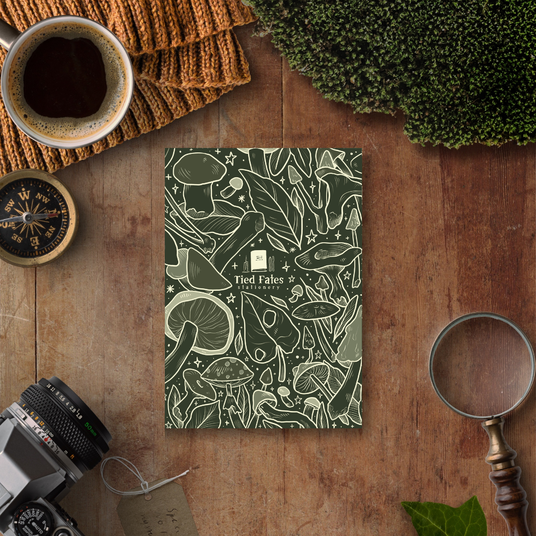 Green Shrooms, A5 Notebook