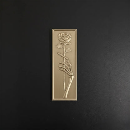 'Eternal Offering' Skeleton Hand Holding Rose Wall Plaque