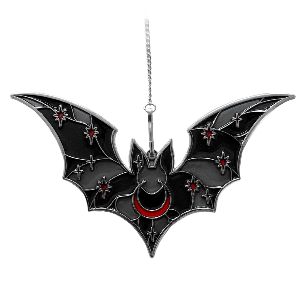 Vampire Bat Suncatcher Ornament in Black & Red