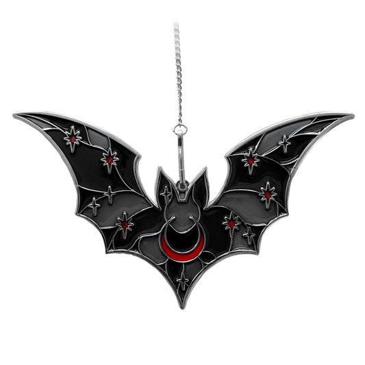 Vampire Bat Suncatcher Ornament in Black & Red