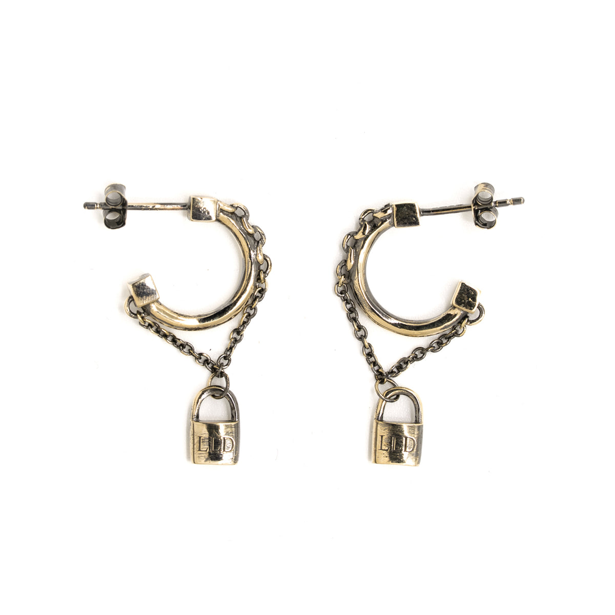 Lock and Chain Earring - Gold