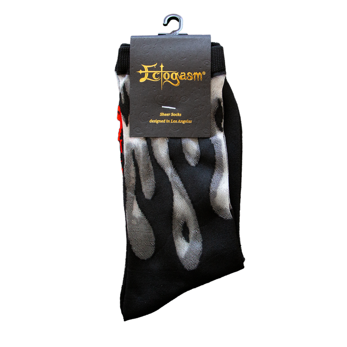 Sheer Flame Socks in Black for Punk Fashion