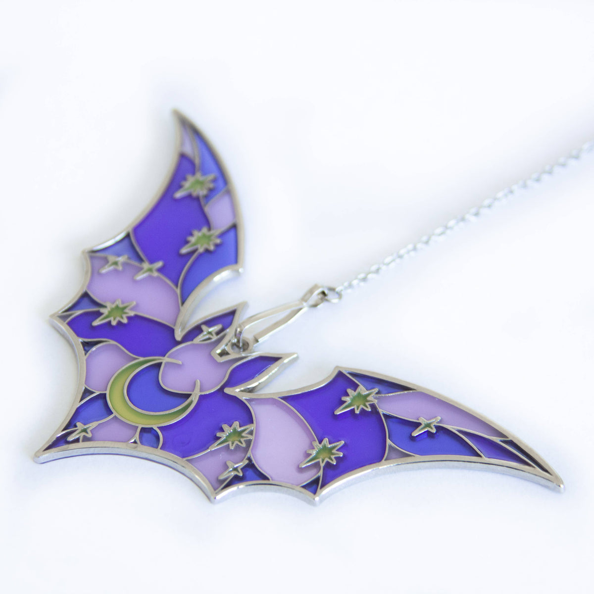 Purple Stained Glass Bat Suncatcher Ornament