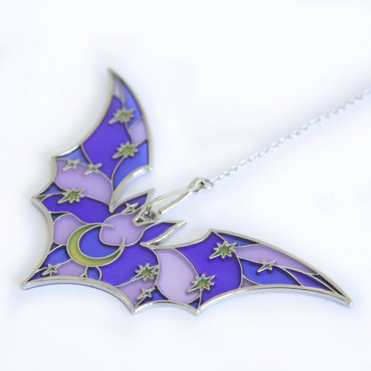 Purple Stained Glass Bat Suncatcher Ornament