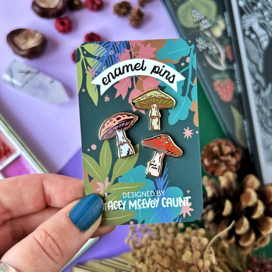 Mushroom Enamel Pin Set
