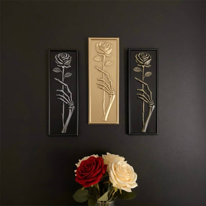 'Eternal Offering' Skeleton Hand Holding Rose Wall Plaque