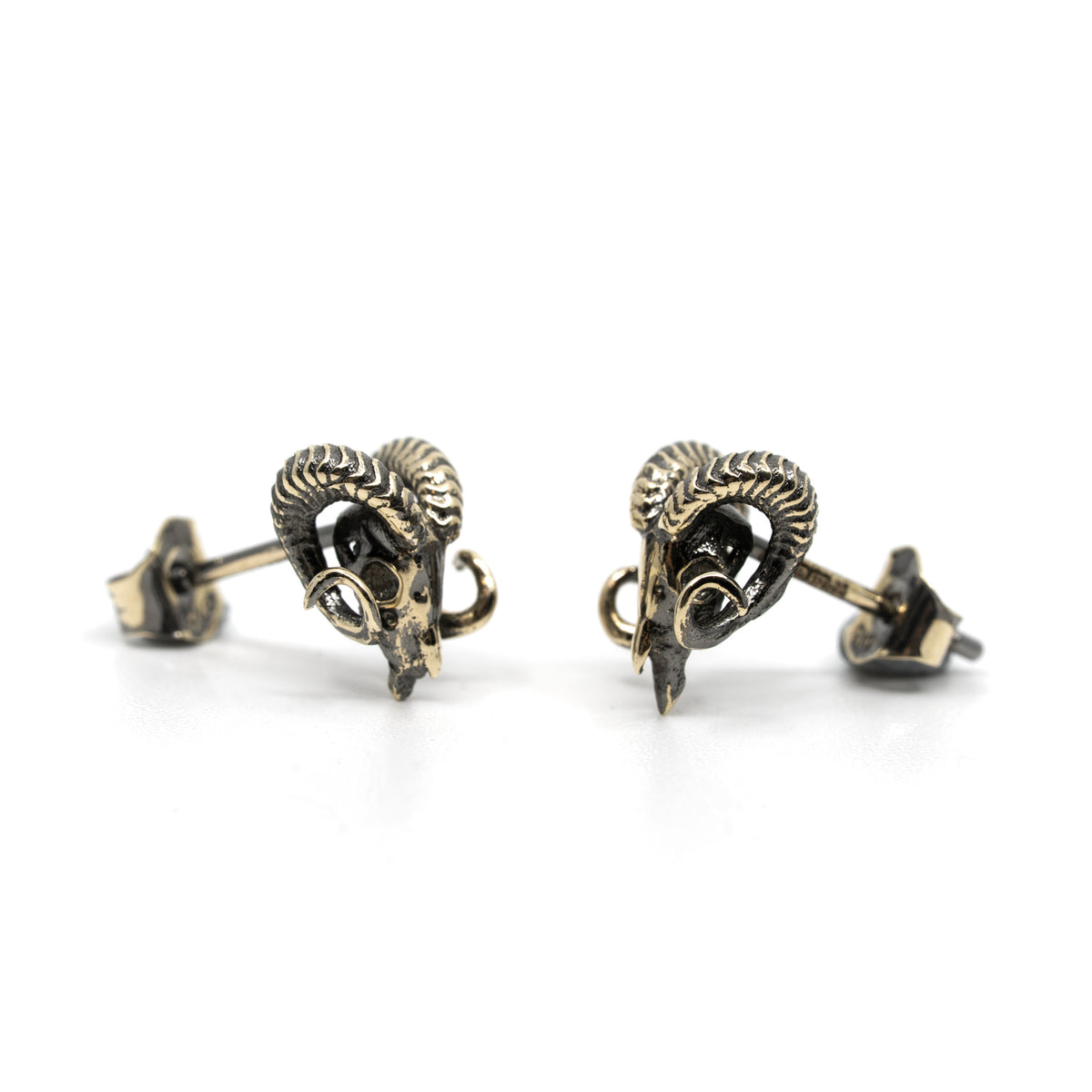 Ram Skull Studs - Gold