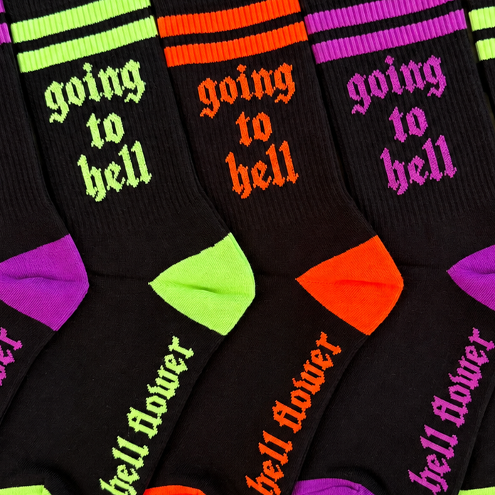Hell Flower Going to Hell Socks Halloween Drop